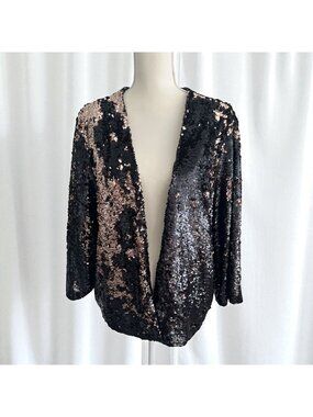 TORRID Reversible Black Metallic Sequin Blazer Jacket Size 3X/4X